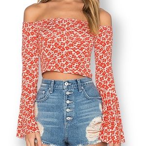 NEW CLAYTON REVOLVE MAXI SKIRT CROP TOP RED FLOWER